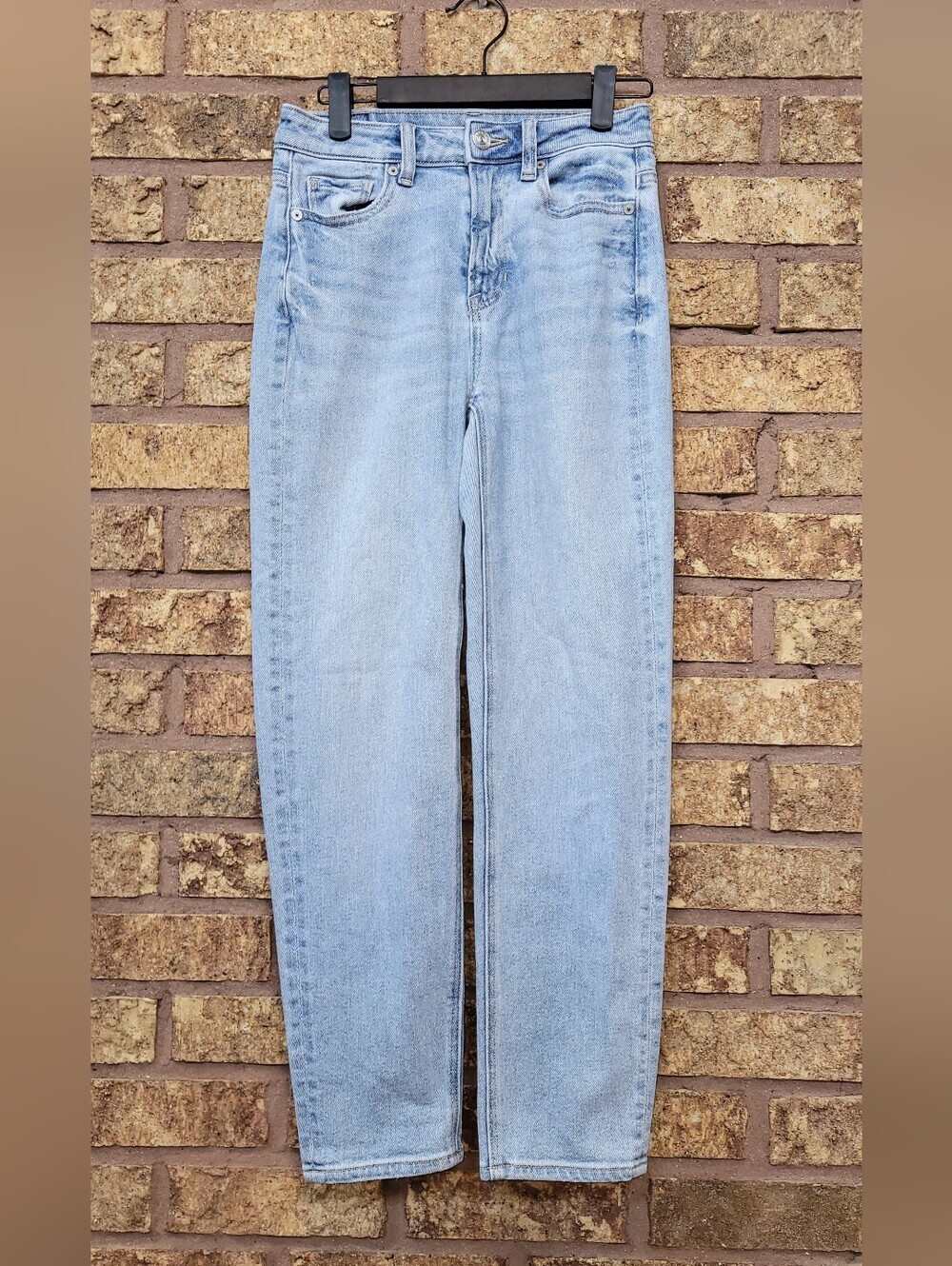 American Eagle High-Rise Mom Straight Jeans Size 000 Short Cotton Blend Stretch